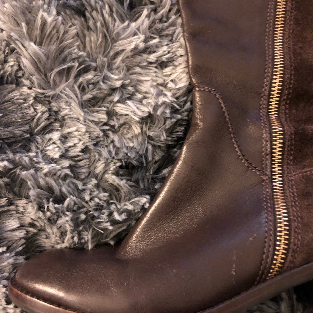 Michael Kors Dark Brown Tall Knee High Zip Up Heel Boots size 7.0 pre-owned - Picture 4 of 14